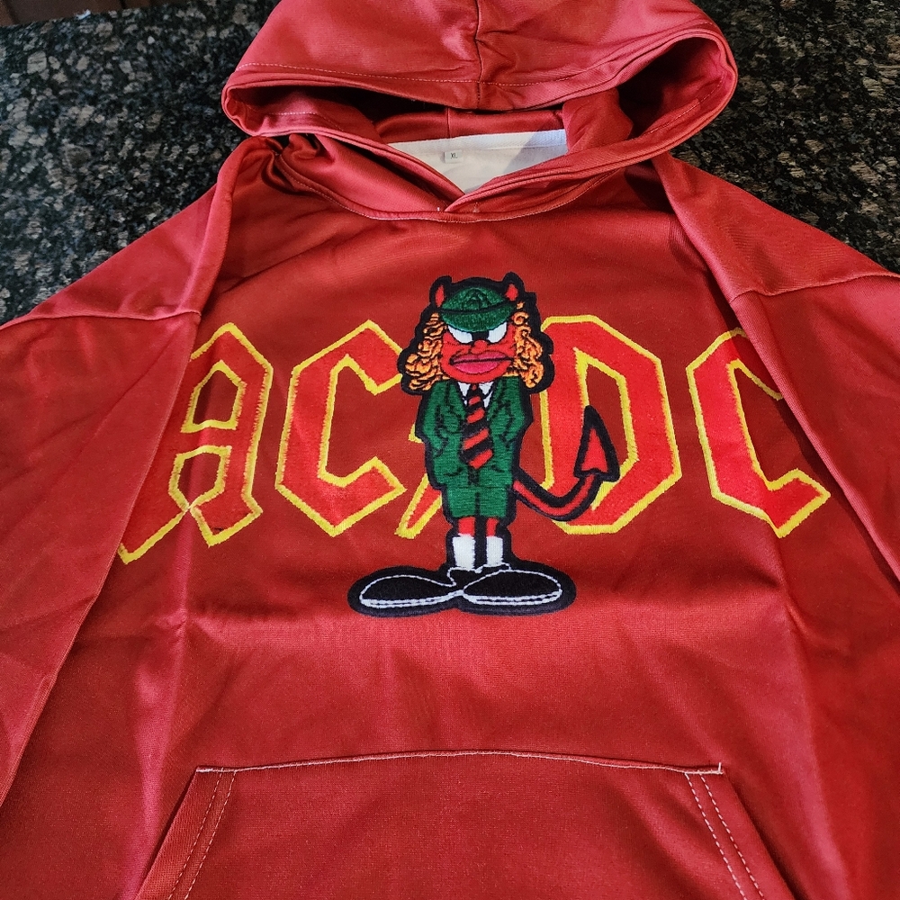 Red Hoodie with AC/DC Graphic